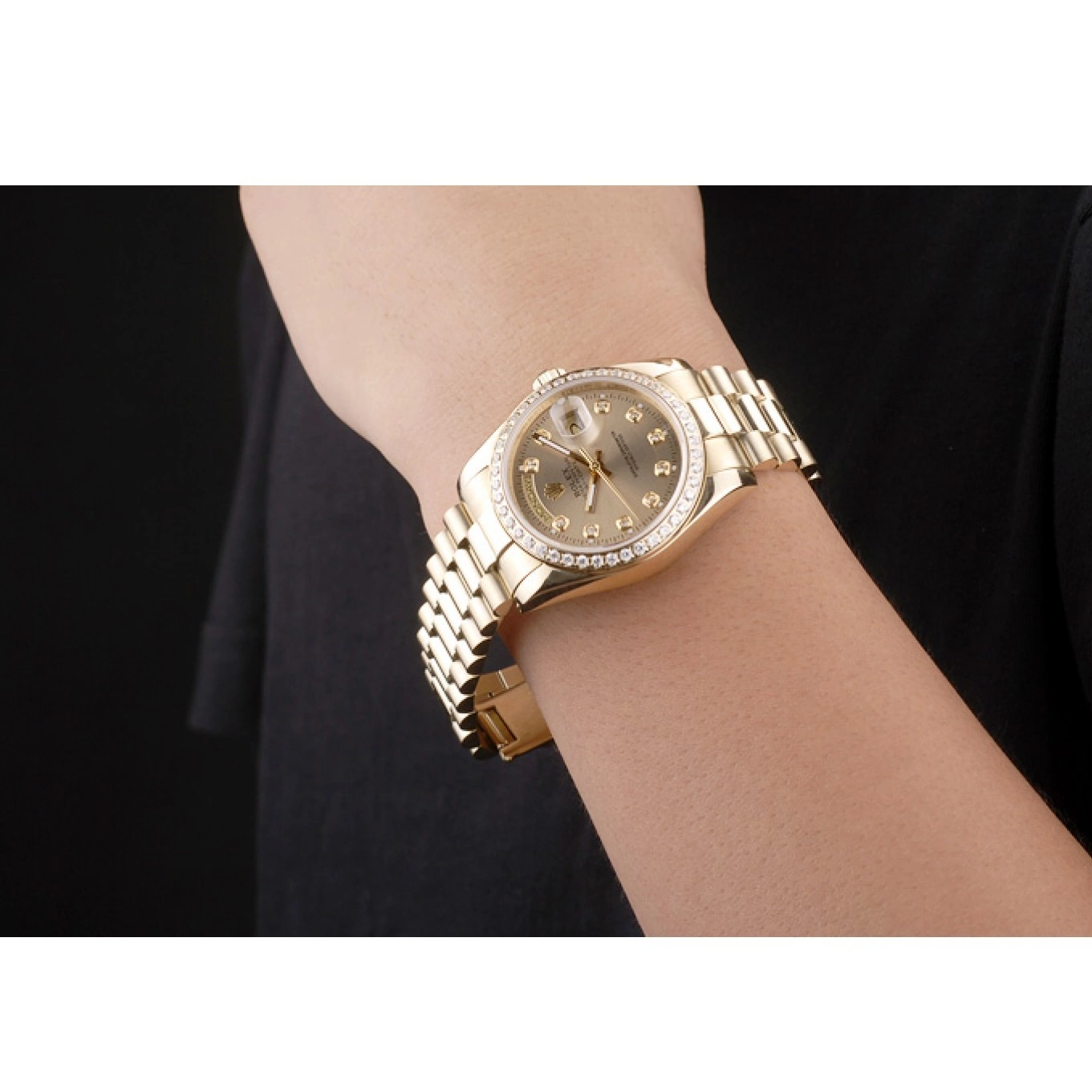 Aaa replica watch Yellow Gold Dial Gold Rolex Day-Date 18k Stainless Steel Plated 0619